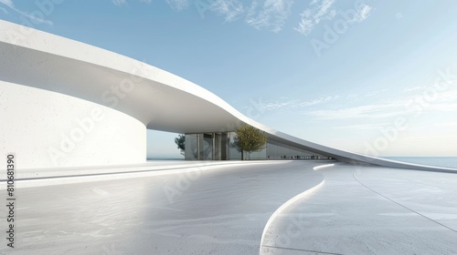 futuristic concrete architecture with a car park  and empty square floor.