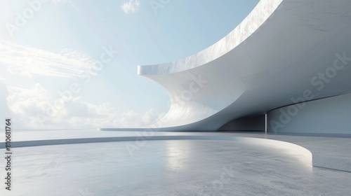 Fototapeta Naklejka Na Ścianę i Meble -  futuristic concrete architecture with a car park, and empty square floor.