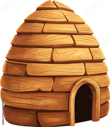 Wooden bee hive clipart design illustration