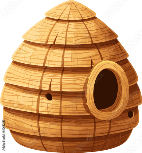 Wooden bee hive clipart design illustration