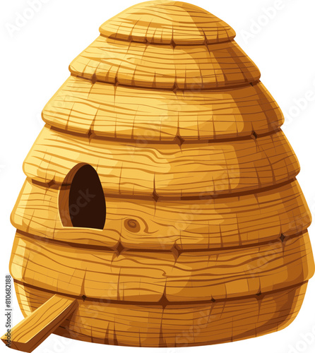 Wooden bee hive clipart design illustration