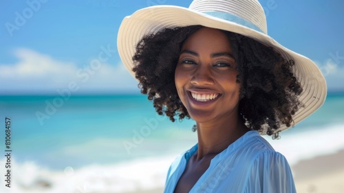 Woman Smiling at the Beach
