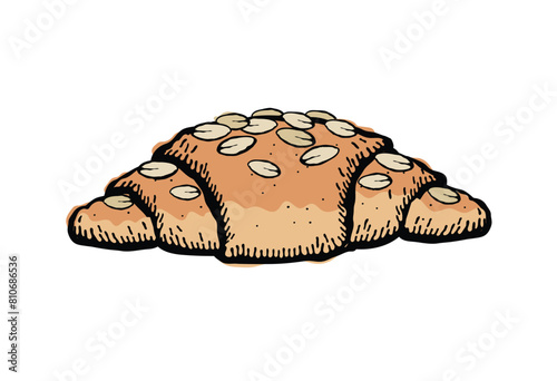 Vector illustration of an almond croissant