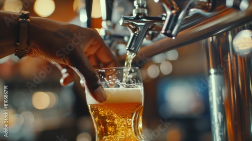 Bartender Pouring Draft Beer photo