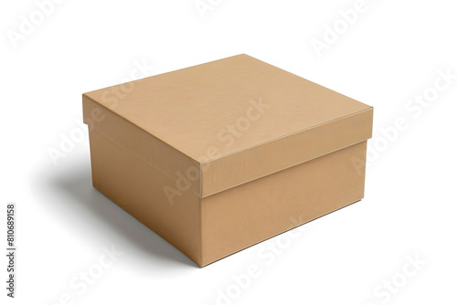 A clean, minimalist cardboard box displayed against a white background, perfect for demonstrating packaging, storage, and shipping solutions in various business contexts © Gita
