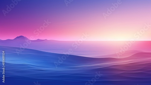 Tranquil Ocean Sunset with Purple Hues and Silhouette Mountains