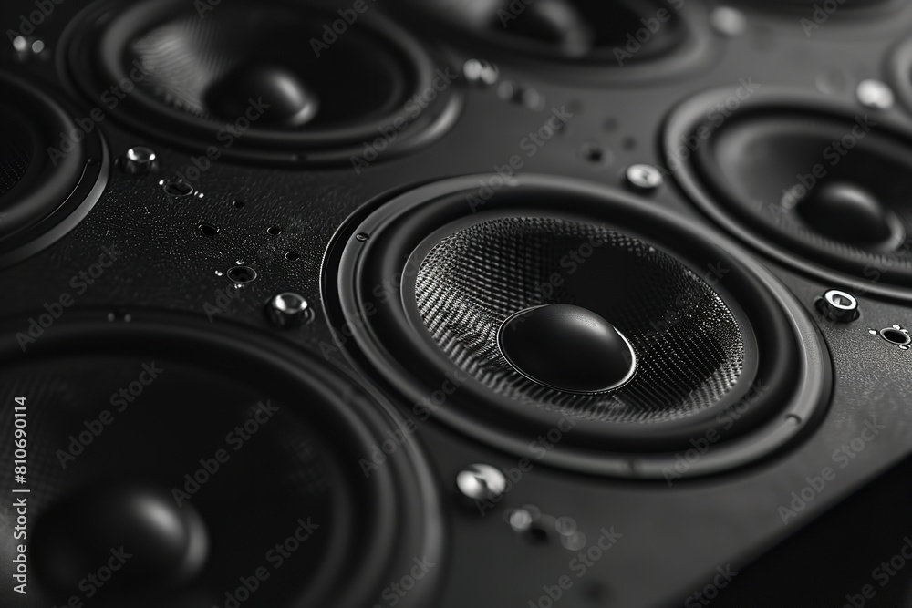 Black loudspeakers in the Audio Sound Speaker System. Generative AI Black loudspeakers in the Audio Sound Speaker System. Generative AI