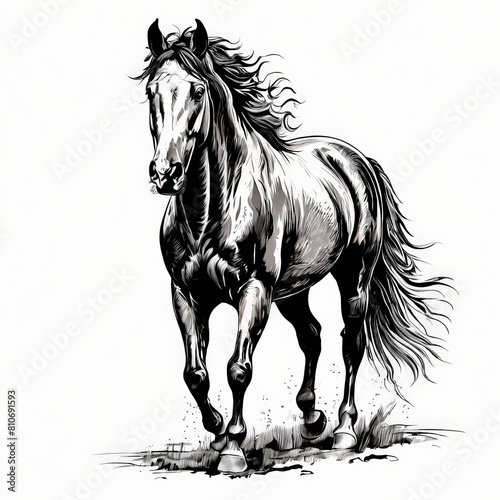 a horse silhouette isolate on white background made with generative ai