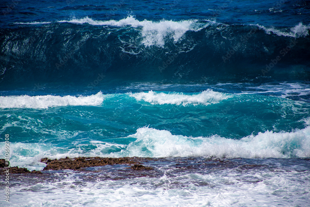 Fototapeta premium 奄美, サンゴ礁に打ち寄せる波、