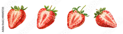 Hand drawn illustration of strawberry isolated on transparent background cutout png