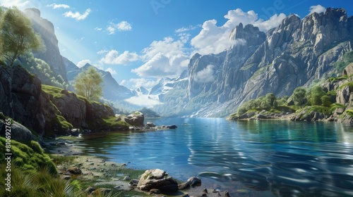 Beautiful mountain and lake scenery wallpapers