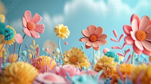 Flowers illustrations for children's books in bright, fluffy colors rendered in 3D © thekob5123