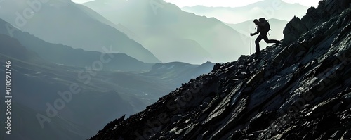 Silhouetted Hiker Ascending...