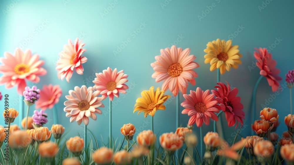 Flowers illustrations for children's books in bright, fluffy colors rendered in 3D Flowers illustrations for children's books in bright, fluffy colors rendered in 3D