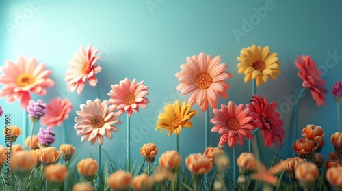 Flowers illustrations for children s books in bright  fluffy colors rendered in 3D