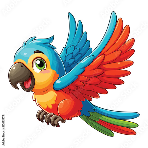 vector Happy parrot cartoon flying vector