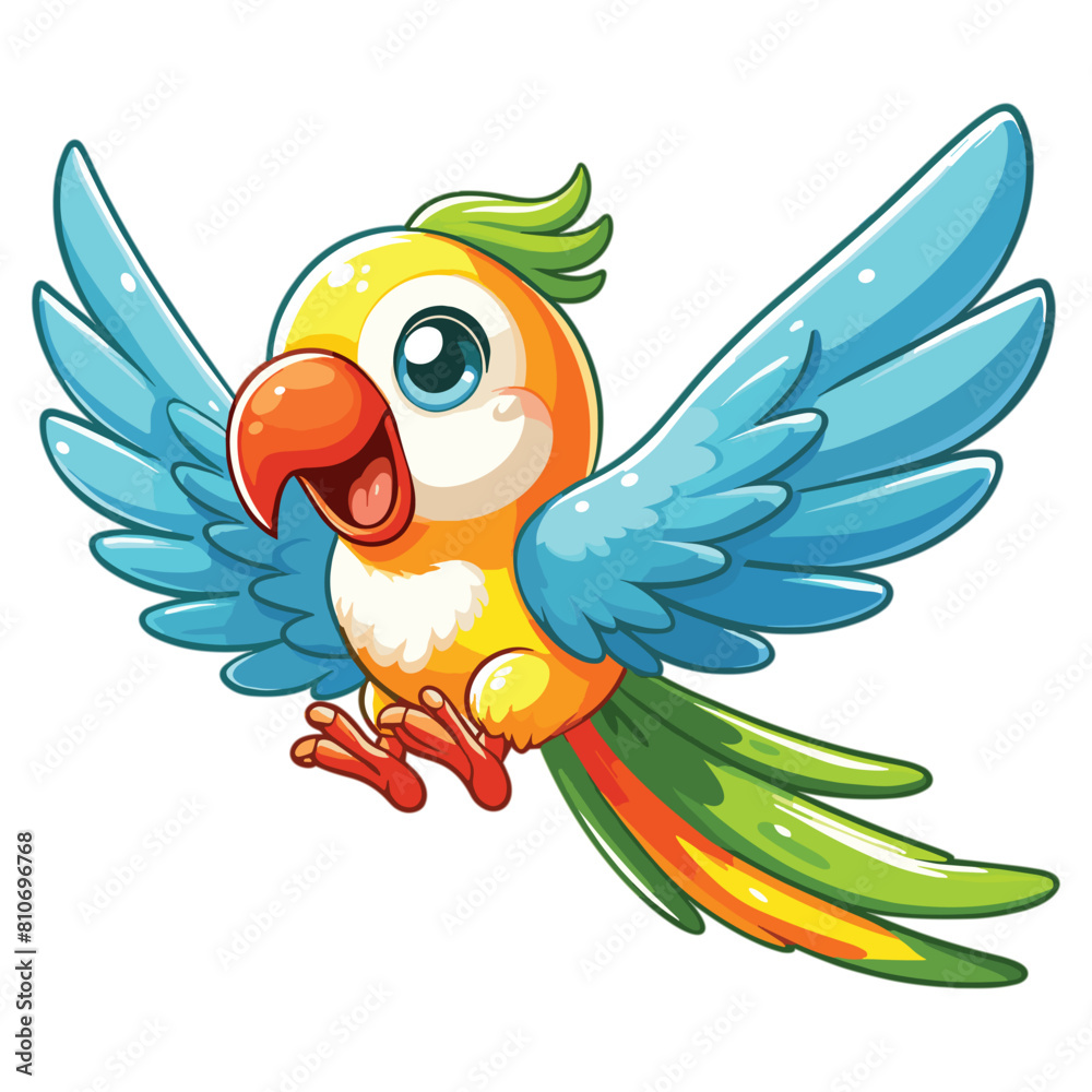 Fototapeta premium vector Happy parrot cartoon flying vector