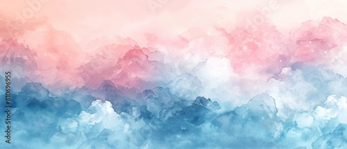 Watercolor style wallpaper delicate shades of blue mingle with hints of pink, evoking the calm of a dawn sky. photo