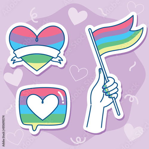Pride Themed Stickers and Icons Set
