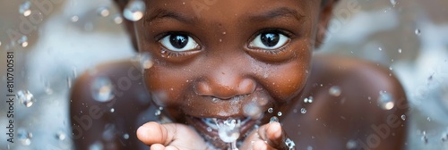 Sincere African Child Rejoicing in the LifeGiving Power of Tap Water A Story of Hope and Food Security photo