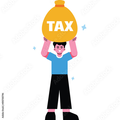 Man holding a bag of tax