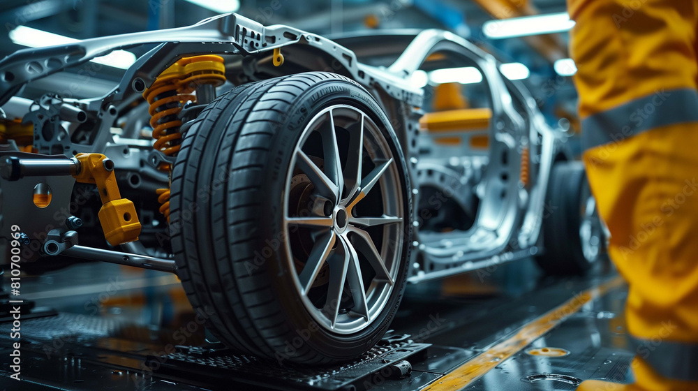 Every curve and angle of the car frame structure is meticulously depicted Every curve and angle of the car frame structure is meticulously depicted