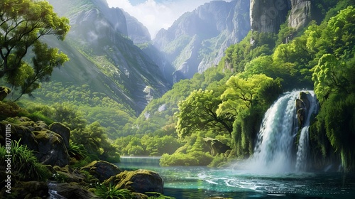 Waterfall wallpaper in beautiful nature