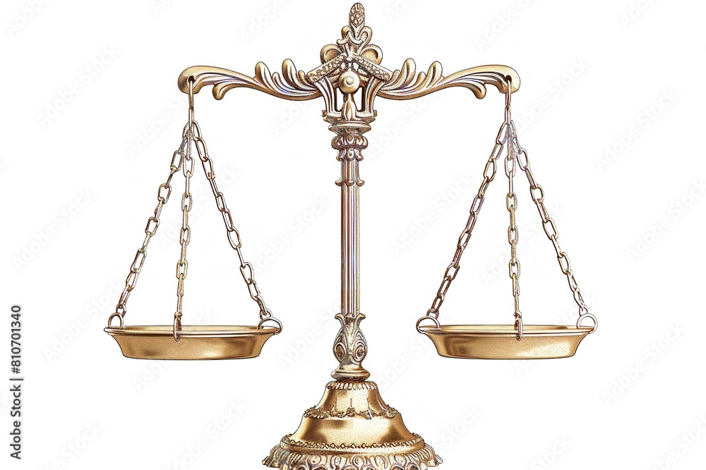 Scale Justice Symbol with a background of isolated white. Generative Ai Scale Justice Symbol with a background of isolated white. Generative Ai