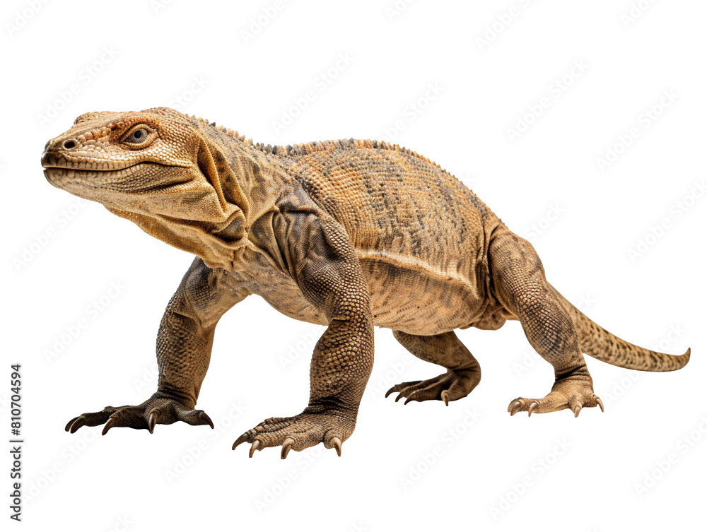 Obraz premium Komodo Dragon side view isolated on transparent background