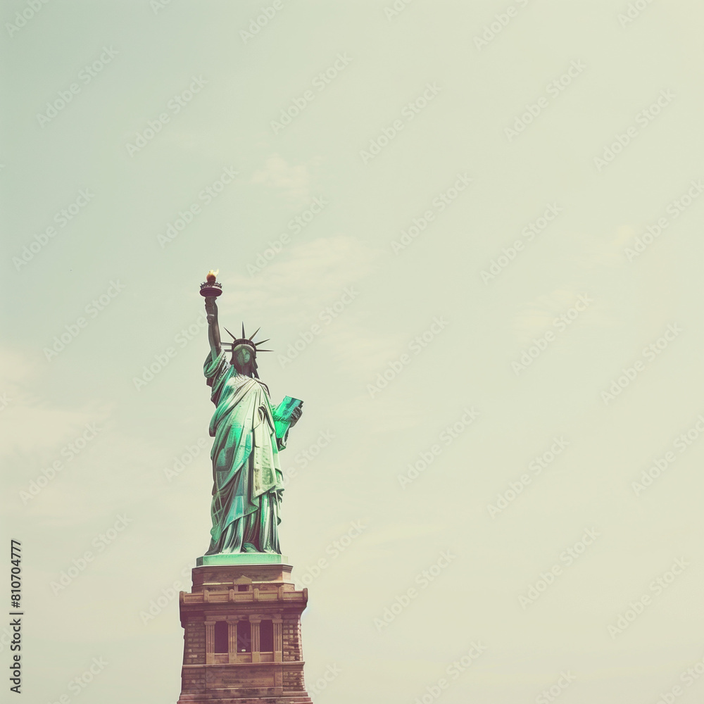 Fototapeta premium Majestic View of the Statue of Liberty Against Sky