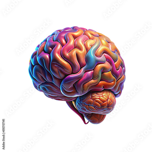 Vibrant Colored Human Brain Illustration transparent background.