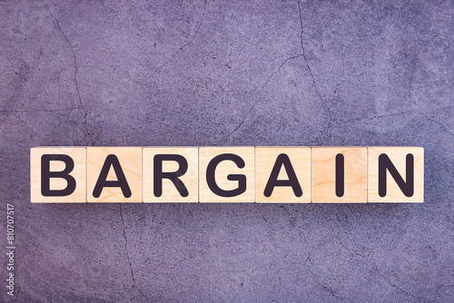 BARGAIN word made with wood building blocks. photo