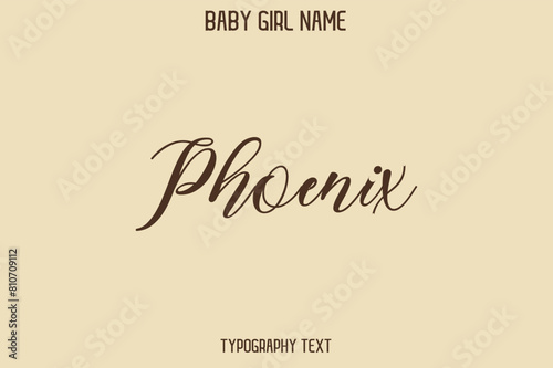 Phoenix Baby Girl Name - Handwritten Cursive Lettering Modern Typography Text © Pleasant Mode Studio