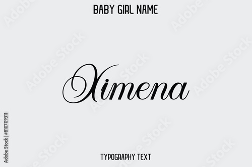  Ximena Woman's Name Cursive Hand Drawn Lettering Vector Typography Text