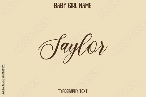 Saylor Woman's Name Cursive Hand Drawn Lettering Vector Typography Text photo