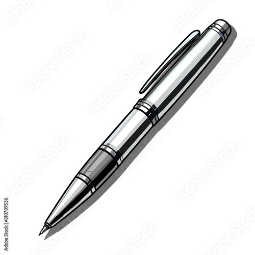 White ballpoint pen, isolated, white background, vector illustration, clipart, flat colors