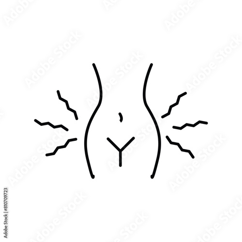 Menstruation, period and menses concept editable stroke outline icon with white artboard.