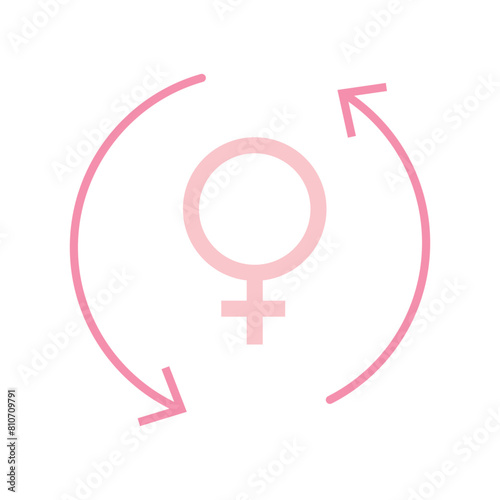 Menstruation icons set. Monthly menstrual cycle, thin line design. Linear symbols collection. Tracking of the menstrual cycle with background.