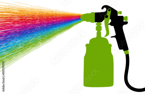 paint splashes with high pressure. spray gun vector illustration