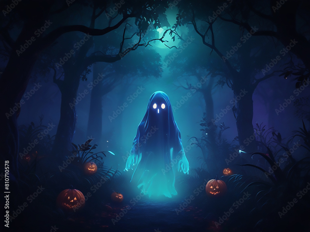 Obraz premium Halloween Ghost Coming in Jungle