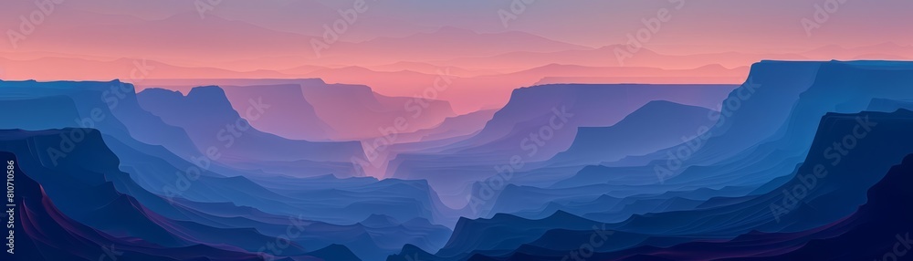 Amazing landscape view of a dramatic canyon, designed in minimal styles, transforming the scene into a kawaii template sharpen with copy space