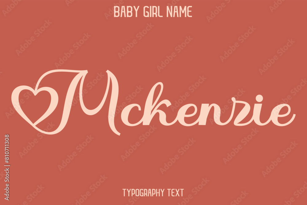 Mckenzie Woman's Name Cursive Hand Drawn Lettering Vector Typography Text on Dark Pink Background Mckenzie Woman's Name Cursive Hand Drawn Lettering Vector Typography Text on Dark Pink Background