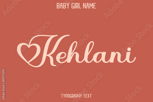 Woman's Name Kehlani Cursive Hand Drawn Lettering Vector Typography Text on Dark Pink Background