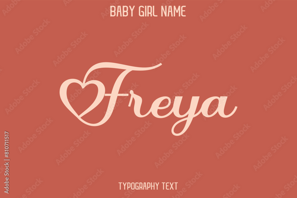 Freya Woman's Name Cursive Hand Drawn Lettering Vector Typography Text on Dark Pink Background Freya Woman's Name Cursive Hand Drawn Lettering Vector Typography Text on Dark Pink Background