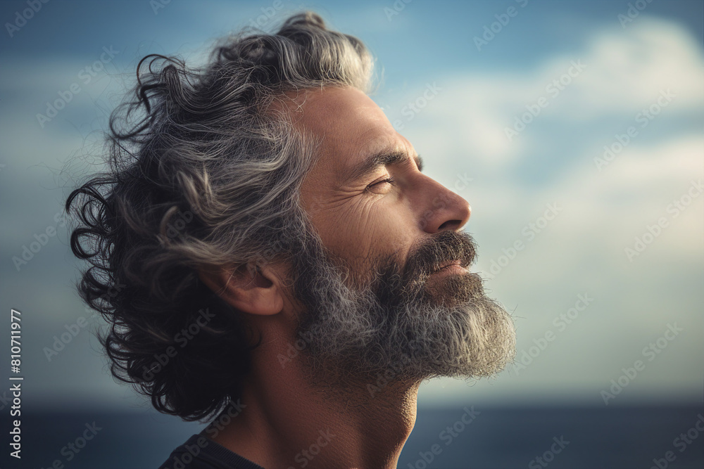 Generative AI illustration happy yoga person enjoying medication in natural wild conditions beautiful view Generative AI illustration happy yoga person enjoying medication in natural wild conditions beautiful view