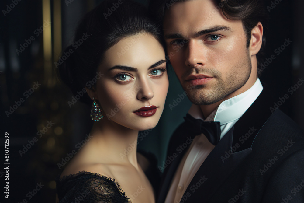 AI generated portrait of elegant glamour couple dressed stylish clothes for evening event AI generated portrait of elegant glamour couple dressed stylish clothes for evening event