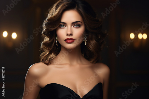 AI generated portrait of elegant glamour woman star wear stylish dress