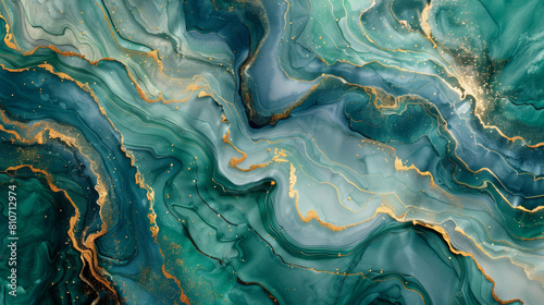 Emerald green and gold marble texture. Background for banner, backdrop or texture