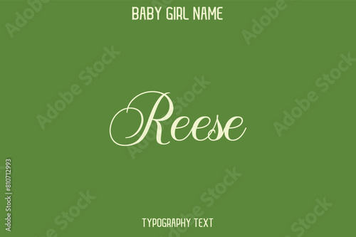 Reese Baby Girl Name - Handwritten Cursive Lettering Modern Text Typography