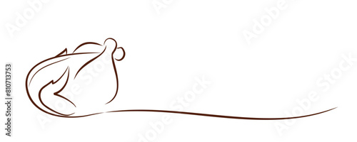 The sketch of a cooked turkey.
